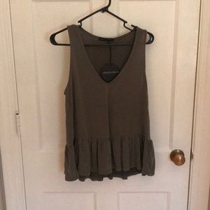 Harlowe & Graham olive ruffle tank. XS